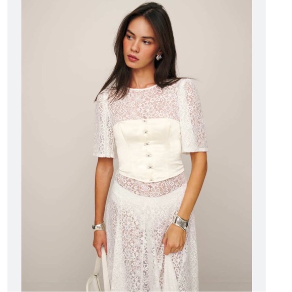 Reformation Tops - Reformation x New York City Ballet Jaclyn Cream Satin corset Top size 8